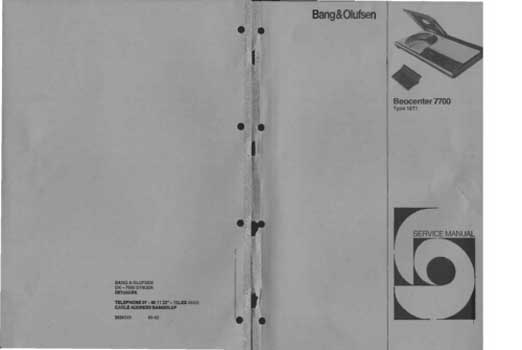 Bang and Olufsen Beocenter 7700 service manual PDF